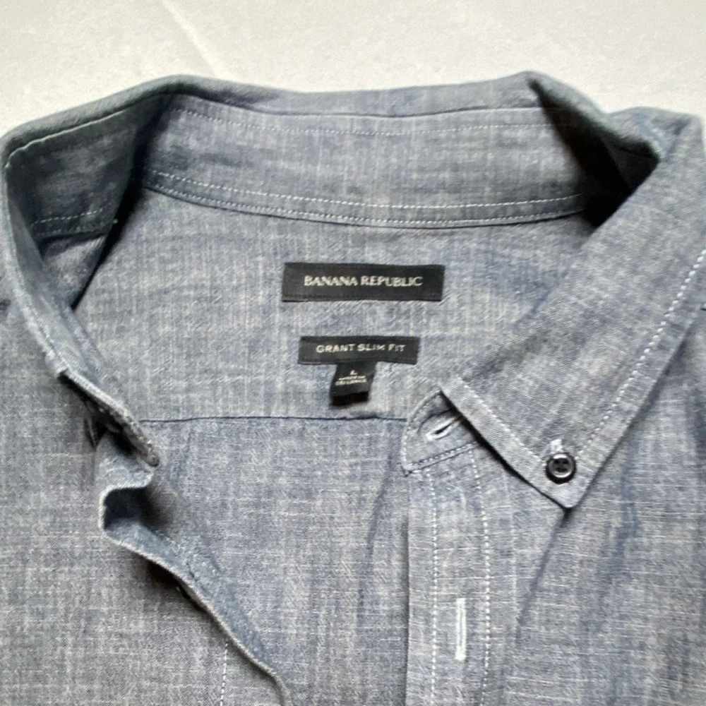 Banana Republic Slim Fit Blue Button-Down Shirt Men's Size L Cotton